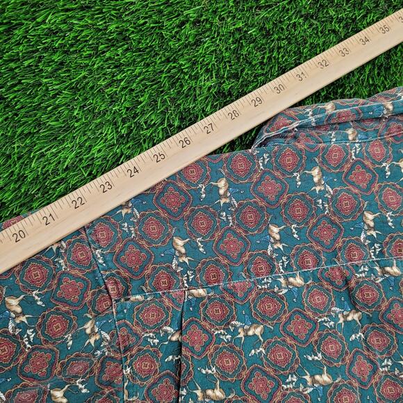 Vintage Boho Hippie Button Shirt Medium 23x28 Green - Picture 3 of 12